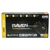 SAS Safety 66516 10 Pack Raven Powder-Free Nitrile Gloves, Small, CASE