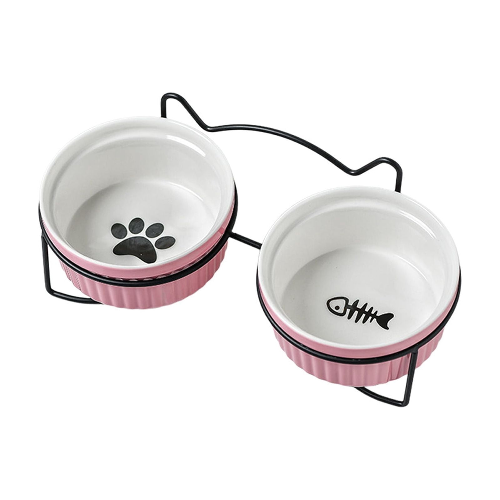 onlyliua Ceramic Pet Double Bowl Set Non-Tipping Neck-Friendly Food And Water Dishes Elevated Design Durable Dishwasher-Safe Ceramic Feeder For Small To Medium Dogs And Cats pet bowls dinnerware