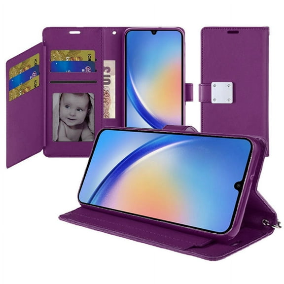 Extra Series Essential Leather Wallet Stand Case for Samsung Galaxy A25 5G - Purple