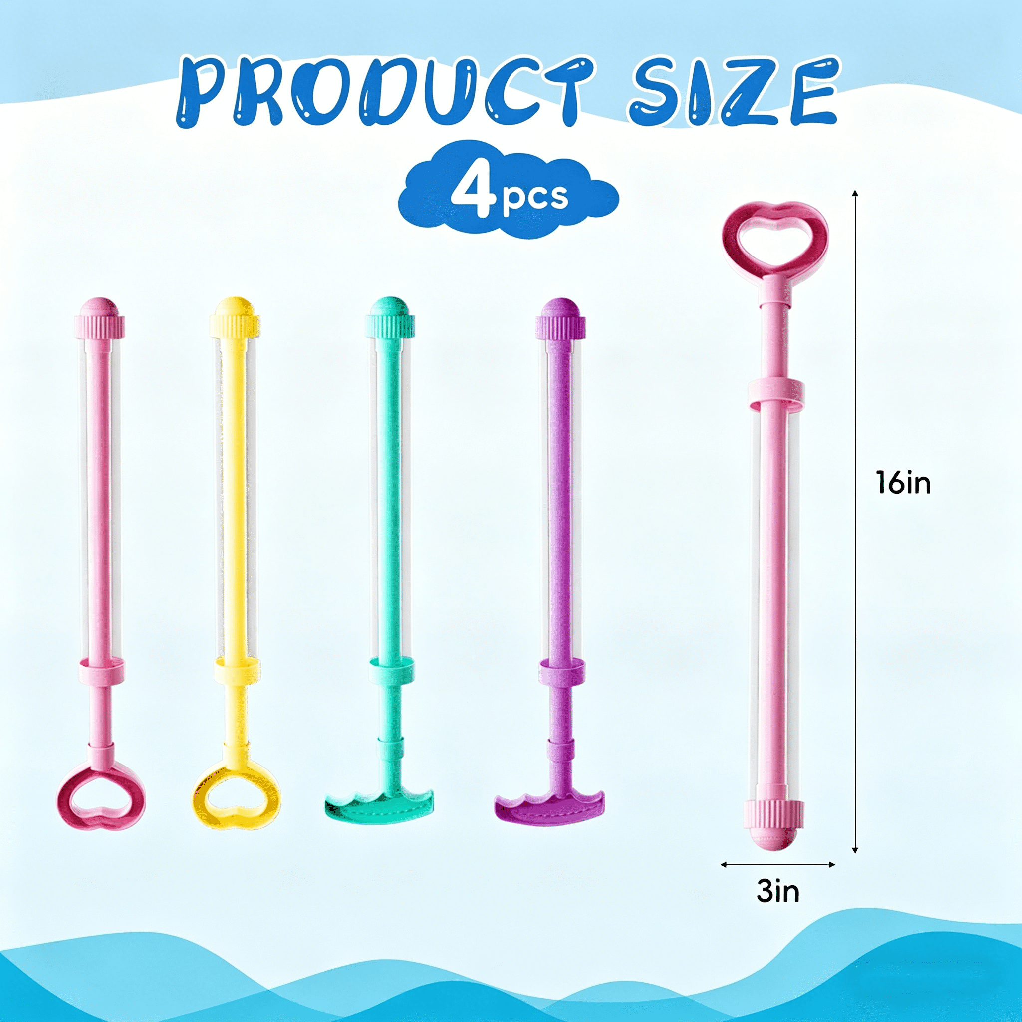 4 Pack Water Squirt Toys for Kids, Pull-Out Design Water Blaster Soaker, Creative Fireworks Spray Effect, Summer Pool Beach Party Favors, Outdoor Water Play Toys for Boys Girls Adults