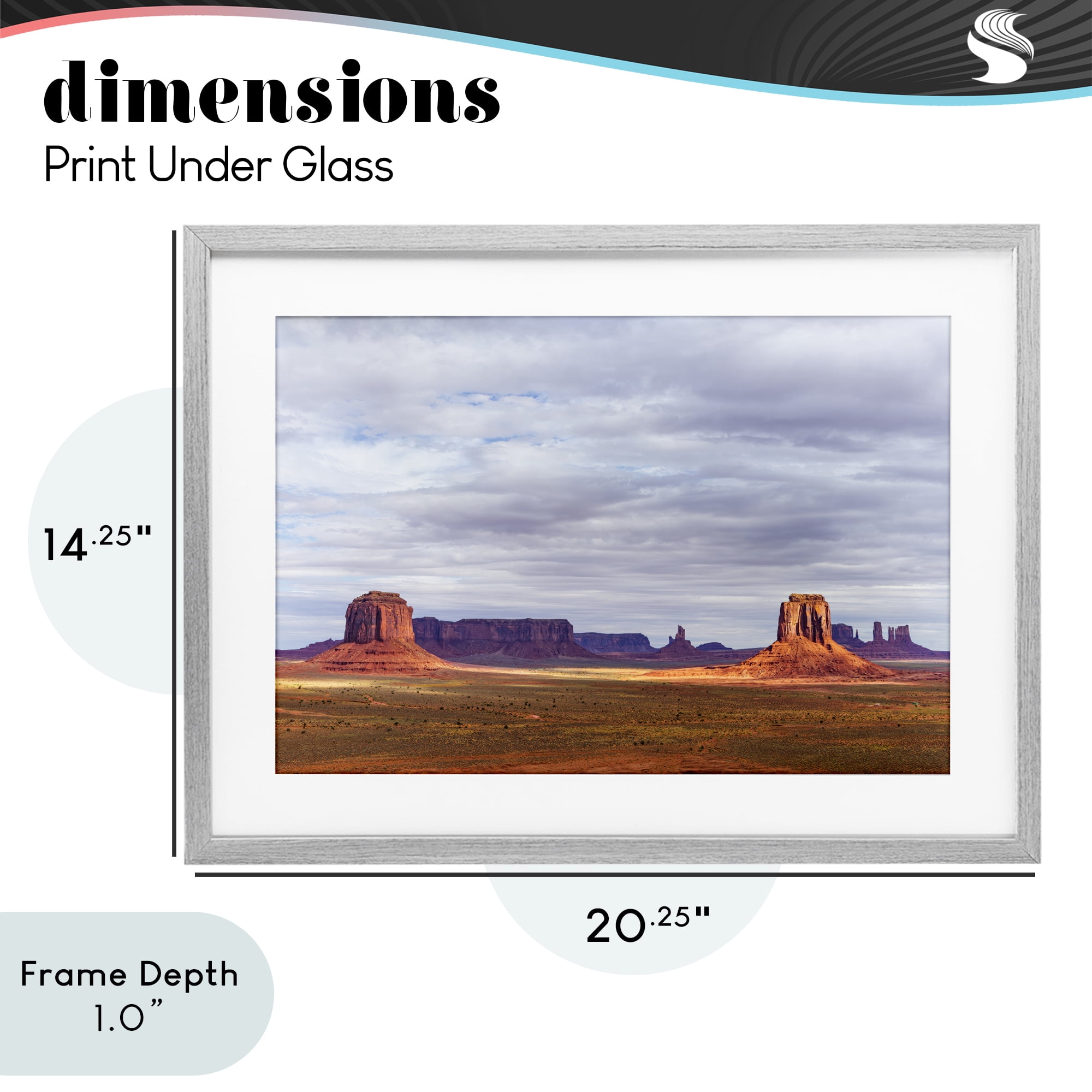 Stupell Industries Monumental Desert Buttes & Mesas Gray Framed Print Under Glass, design by Shelley Carlisle