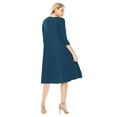 thumbnail image 3 of Women's Loose Fit 3/4 Sleeve Round Neck Jersey Knit A-Line Solid Midi Dress, 3 of 4