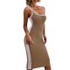 thumbnail image 2 of VISgogo Vestido de verano para mujer, patchwork, cuello en U, elástico, ajustado, ceñido al cuerpo, falda ajustada para mujer VISgogo moda, 2 of 7