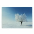 thumbnail image 1 of Winter Cutting Board, Single Tree on Snow Cover Field with Vibrant Sky Blizzard Frozen Concept, Decorative Tempered Glass Cutting and Serving Board, Small Size, Blue White, by Ambesonne, 1 of 1