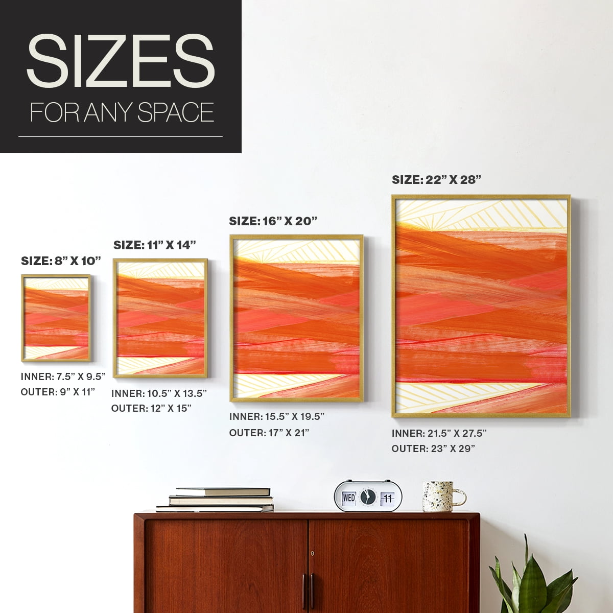 Warm Rays II Framed Print in Gold Solid Wood 11 x 14 Framed Print