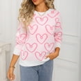 thumbnail image 6 of Tnhcen Women's Pink Heart Print Sweater Soft Acrylic Knit Top Loose Fit Casual Wear Round Neck Long Sleeve Pullover Cute Valentine's Day Design Warm Winter Comfort S-XL, 6 of 9