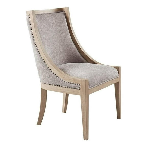 Pemberly Row 19" Fabric and Solid Wood Dining Chair in Beige