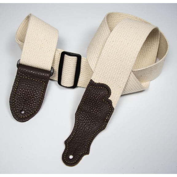 Franklin Strap - 2'' cotton - Guitar Strap - Natural with Chocolate End Tab
