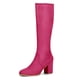 thumbnail image 1 of Botas hasta la rodilla Allegra K Tacón grueso Cremallera lateral Punta redonda Rosa caliente 41, 1 of 7