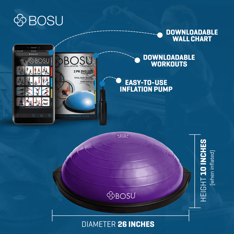 BOSU Pro Balance Trainer Stability Ball for Core Workout, Yoga