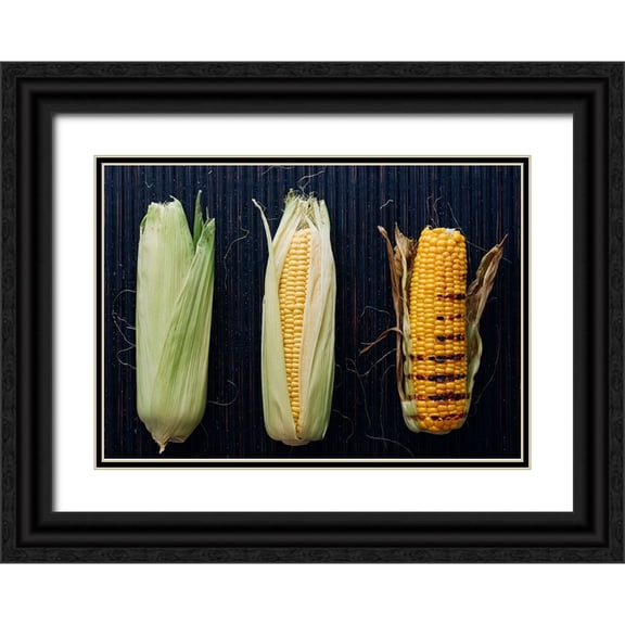 Karina, Aleksandrova 14x11 Black Ornate Wood Framed with Double Matting Museum Art Print Titled - Foodprocess 1- Grilled Corn