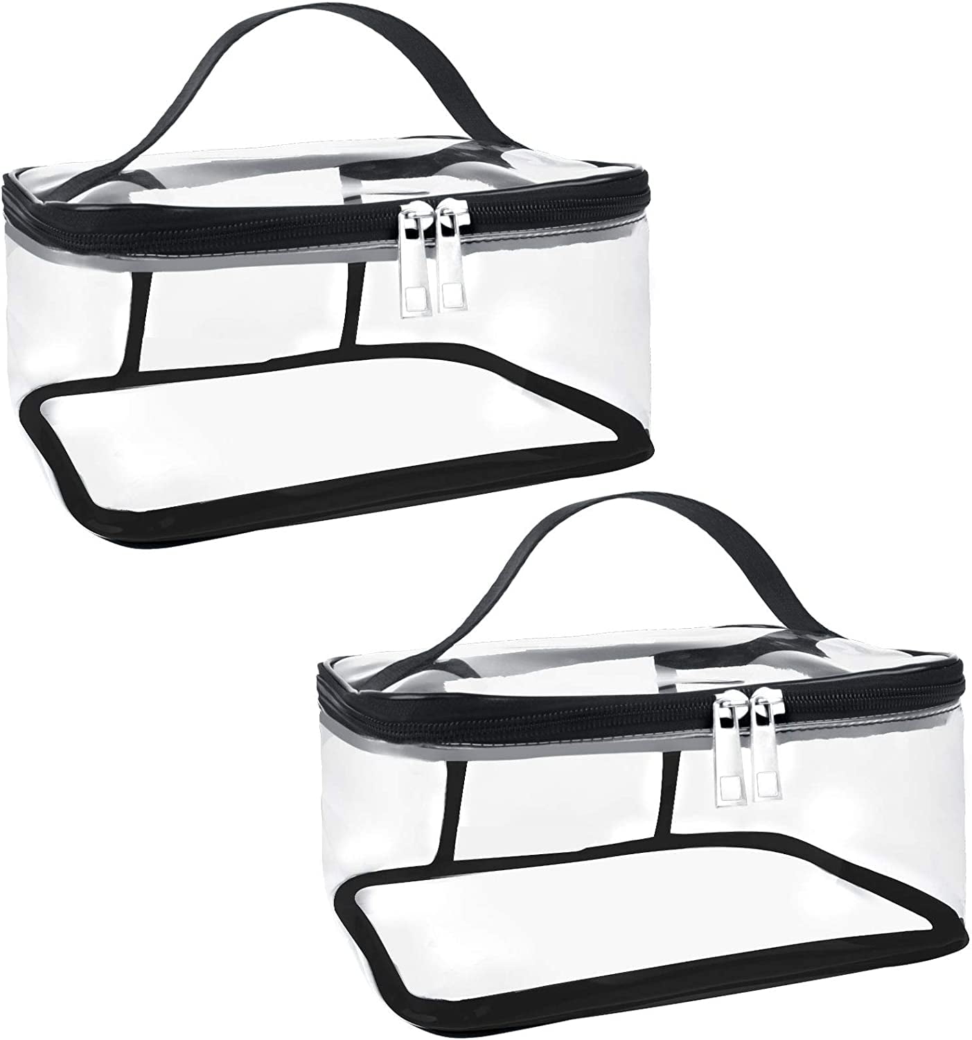 2Pcs Clear Travel Makeup Bag Case 24 * 17 * 11cm Clear Travel Toiletry