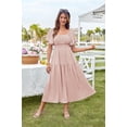 thumbnail image 4 of Vestido largo GRACE KARIN para mujer, verano, manga con volantes, rosa, 4 of 9