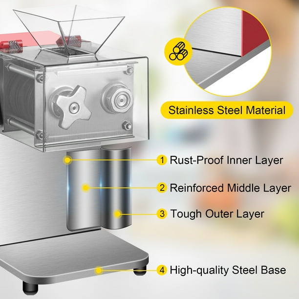 VEVOR Máquina cortadora de carne comercial, 551 Lbs/H 850W Máquina trituradora de carne, cortadora electrica de carne con cuchilla de 2,5 mm, cortadora de alimentos de restaurante de acero inoxidable