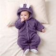 thumbnail image 2 of Zpanxa Newborn Onesies Unisex Fleece Zip-Up Bear Ear Hooded Footed Winter Romper Purple 6 Months, 2 of 8