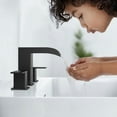 thumbnail image 4 of Grifo de Fregadero de Baño de Cascada, Acero inoxidable de Agua Caliente y fría Lavabo de Baño de Agua de Agua de Baño dos Manijas de ÓXido Negro para Fregadero, 4 of 7