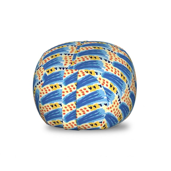 Paint Storage Toy Bag Chair, Random Art of Brush Scribbles and Streaks, Stuffed Animal Organizer Washable Bag, Large Size, Azure Blue Cream, by Ambesonne