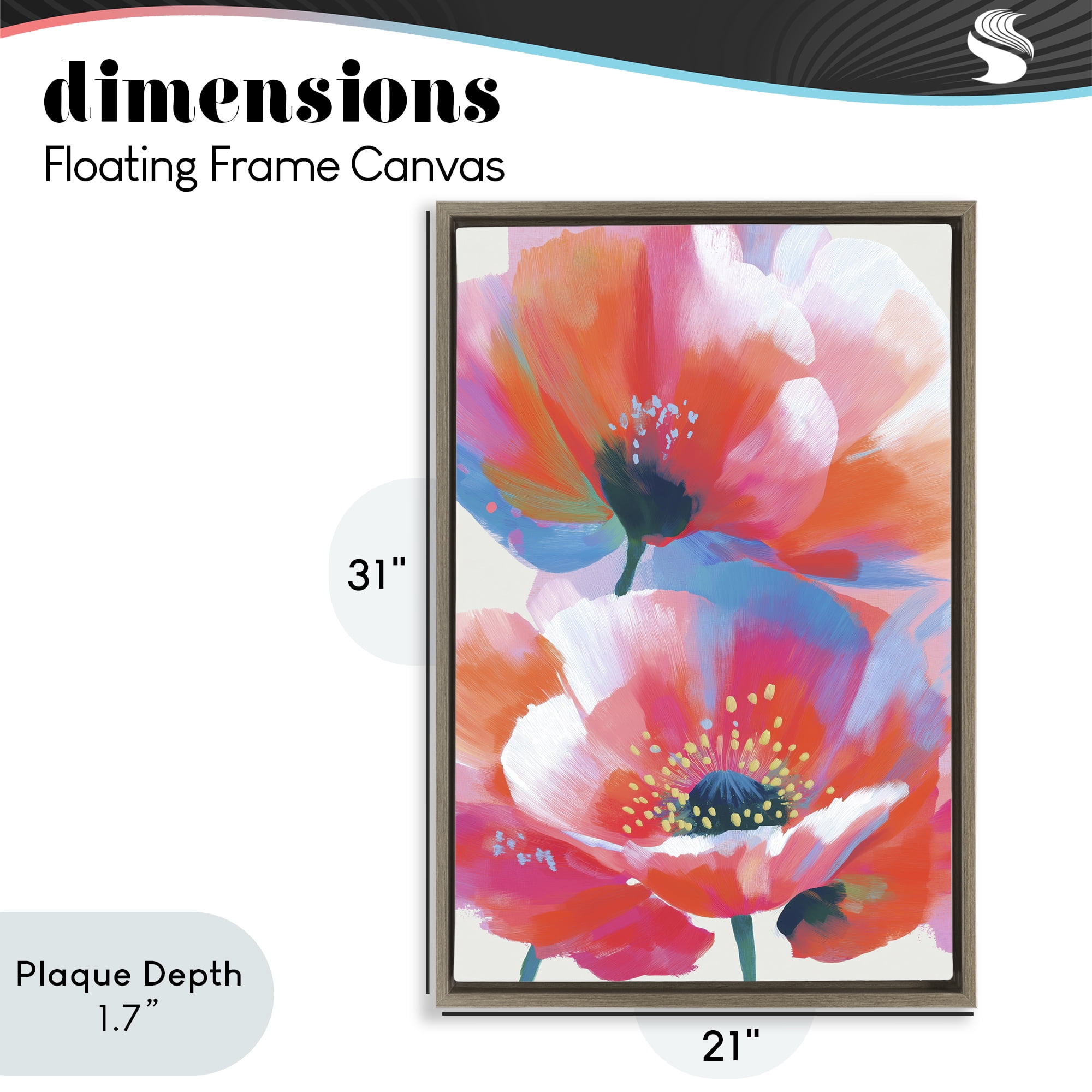 Stupell Industries Poppies in Soft Light Brown Framed Floater Canvas Wall Art, design by Chromatic Storm Studio