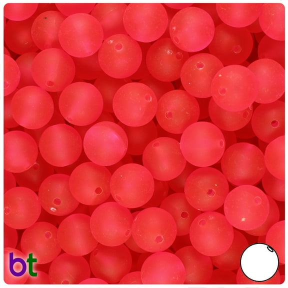BeadTin Hot Pink Frosted 10mm Round Plastic Beads (150pcs)