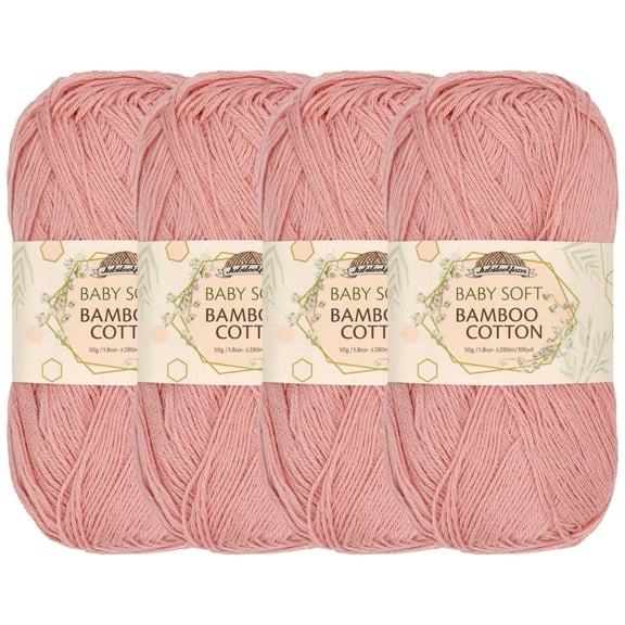 JubileeYarn Baby Soft Bamboo Cotton Yarn - 50g/Skein - Dreamy Blush - 4 Skeins