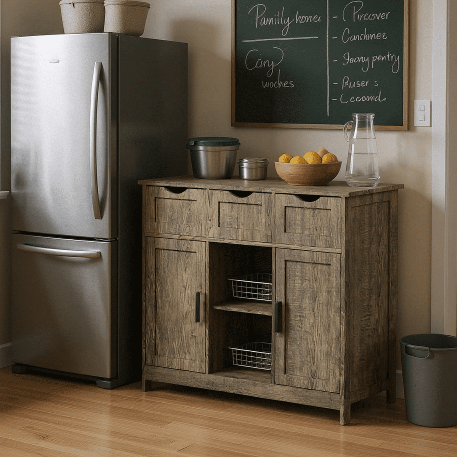 Homy Casa Pantry Storage Cabinet with 2 Drawers, 2 Doors, Adjustable Kitchen Sideboard Buffet