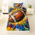 thumbnail image 3 of Castle Fairy Football Print Twin Sheets 3pcs, Hippie Splash Bedding, White Blue Orange,1 Fitted Sheet, 1 Flat Sheet and 1 Pillowcase, 3 of 6