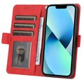 thumbnail image 3 of Skin-Friendly Wallet Case for iPhone 14 Plus, Premium PU Leather Shockproof Card Slots Cash Holder Flip Cover with Kickstand Folio Magnetic Clasp Wrist Hand Strap Handbag Case,Red, 3 of 7