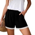 thumbnail image 2 of Sentmoon Pajama Shorts Women Drawstring Elastic Waist Beach Shorts Breathable Solid Color Lace Regular Fit Shorts for Women Plus Size Active for Pool and Party Beach Accessories S-2XL, 2 of 8