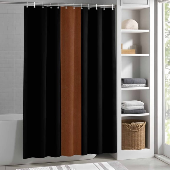 Brown Black Shower Curtain for Bathroom, Boho Style Fabric Shower Curtain Set with Hooks, Waterproof Washable Bath Curtain for Bathroom Decor, 60"x72"