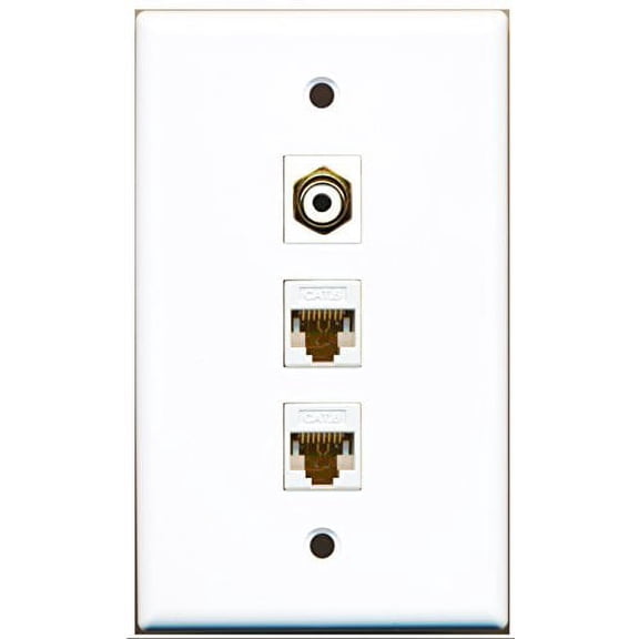 RiteAV - 1 Port RCA White 2 Port Cat6 Ethernet White Wall Plate