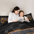 thumbnail image 4 of Manfei Neon Orange Gamepad Bedding Comforter Set 7pcs for Boy, Chic Honeycomb Abstract Queen Bedding Sets, Modern Video Game Reversible Queen Sheet Sets, Super Cozy Room Decor, 4 of 7