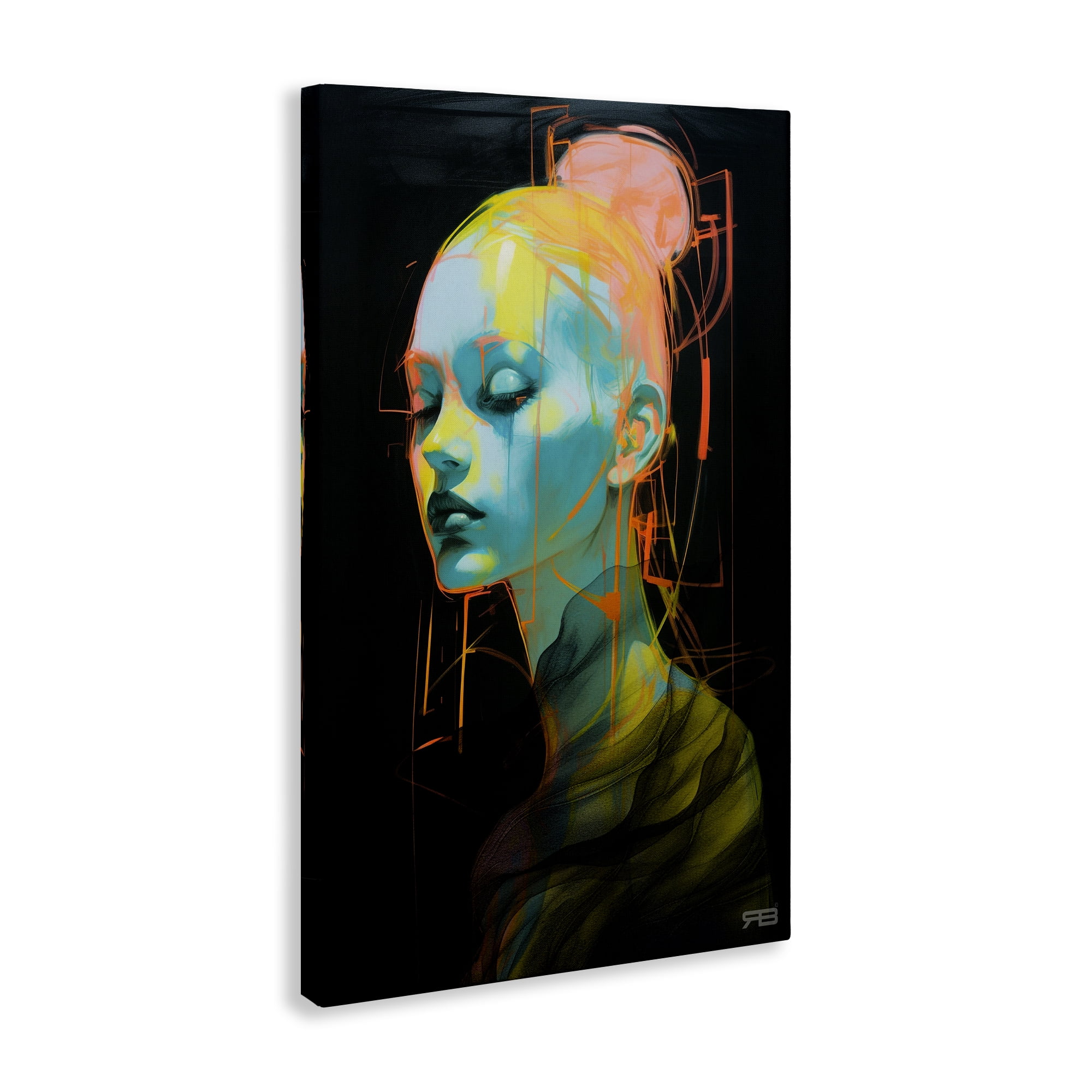 Stupell Industries Bold Modern Visage Novelty Painting Gallery Wrapped Canvas Art Print Wall Art, 24 x 36