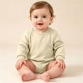 thumbnail image 3 of Kezqiaxn Newborn Onesies Crew Neck Long Sleeve Bodysuit Solid Color Cotton Rompers Fall Winter Baby Clothes 0-24Months, 3 of 7