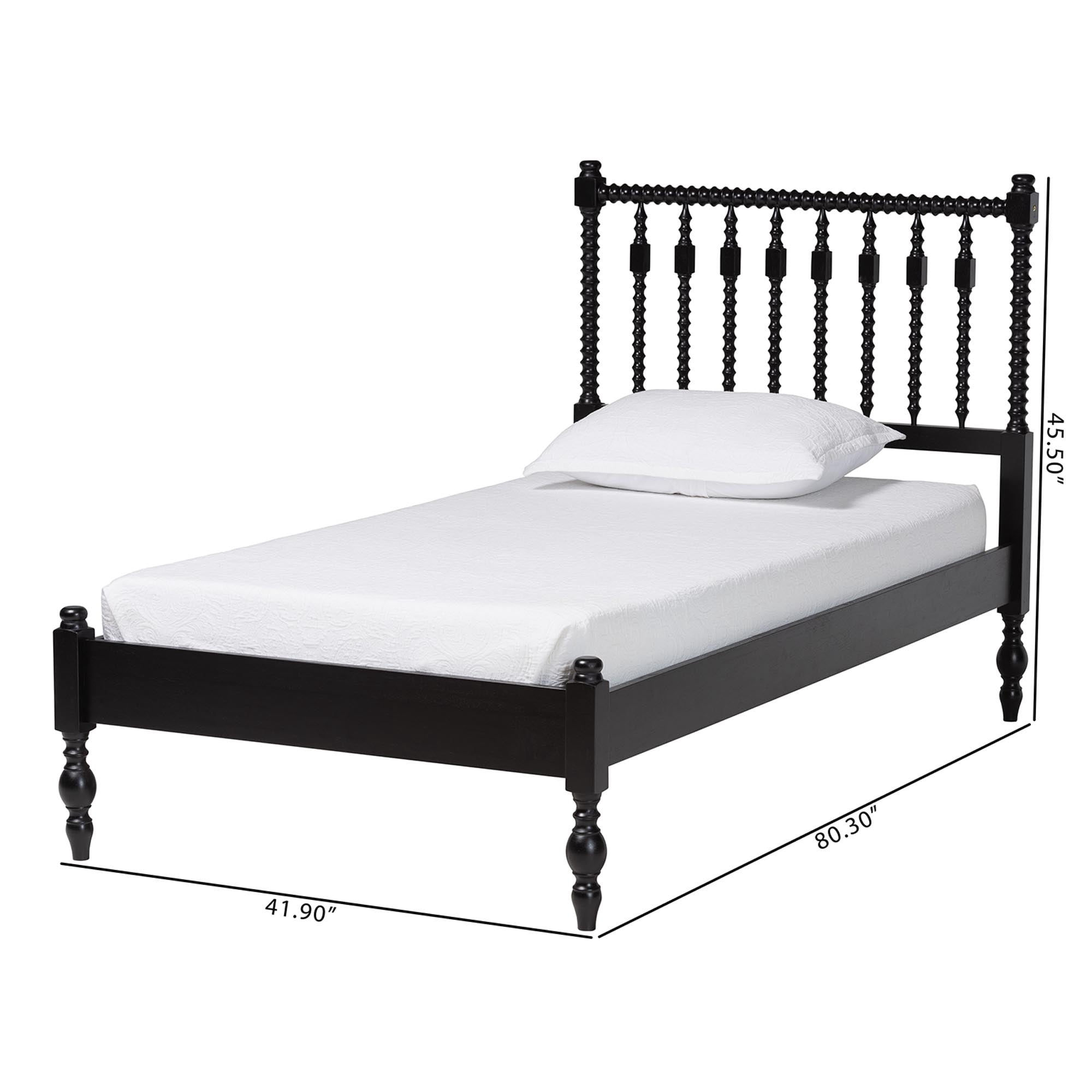 Baxton Studio Callison Farmhouse Platform Bed, Twin, Black