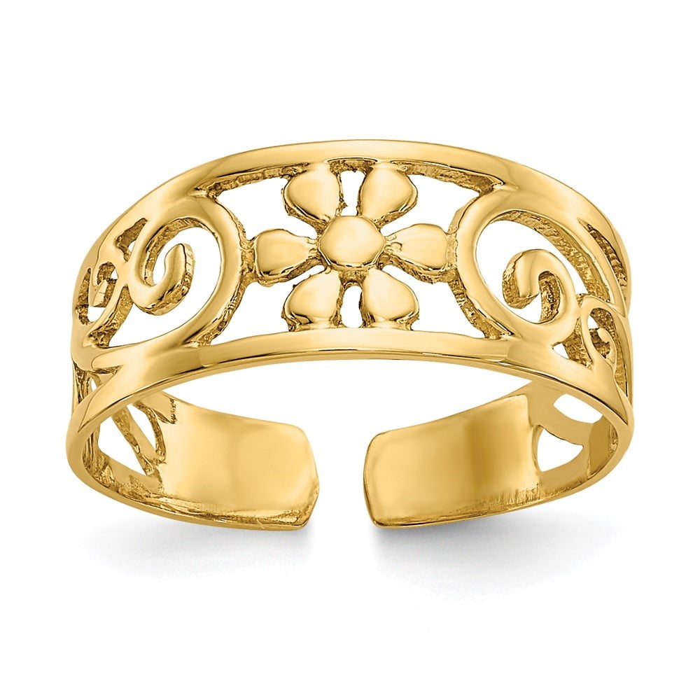Auriga Fine Jewelry 14K Yellow Gold Floral Toe Ring for Women