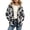 Black Hibiscus Print, variant on Blue Snowflake Print Women's Sherpa Lined Fuzzy Jacket, Warm Button Front Winter Outerwear, Long Sleeve Casual Coats with Pockets for Christmas Daily Wear