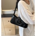 thumbnail image 2 of Bolso de hombro Amszke Y2K de cuero negro moderno con detalle de lazo, 2 of 7