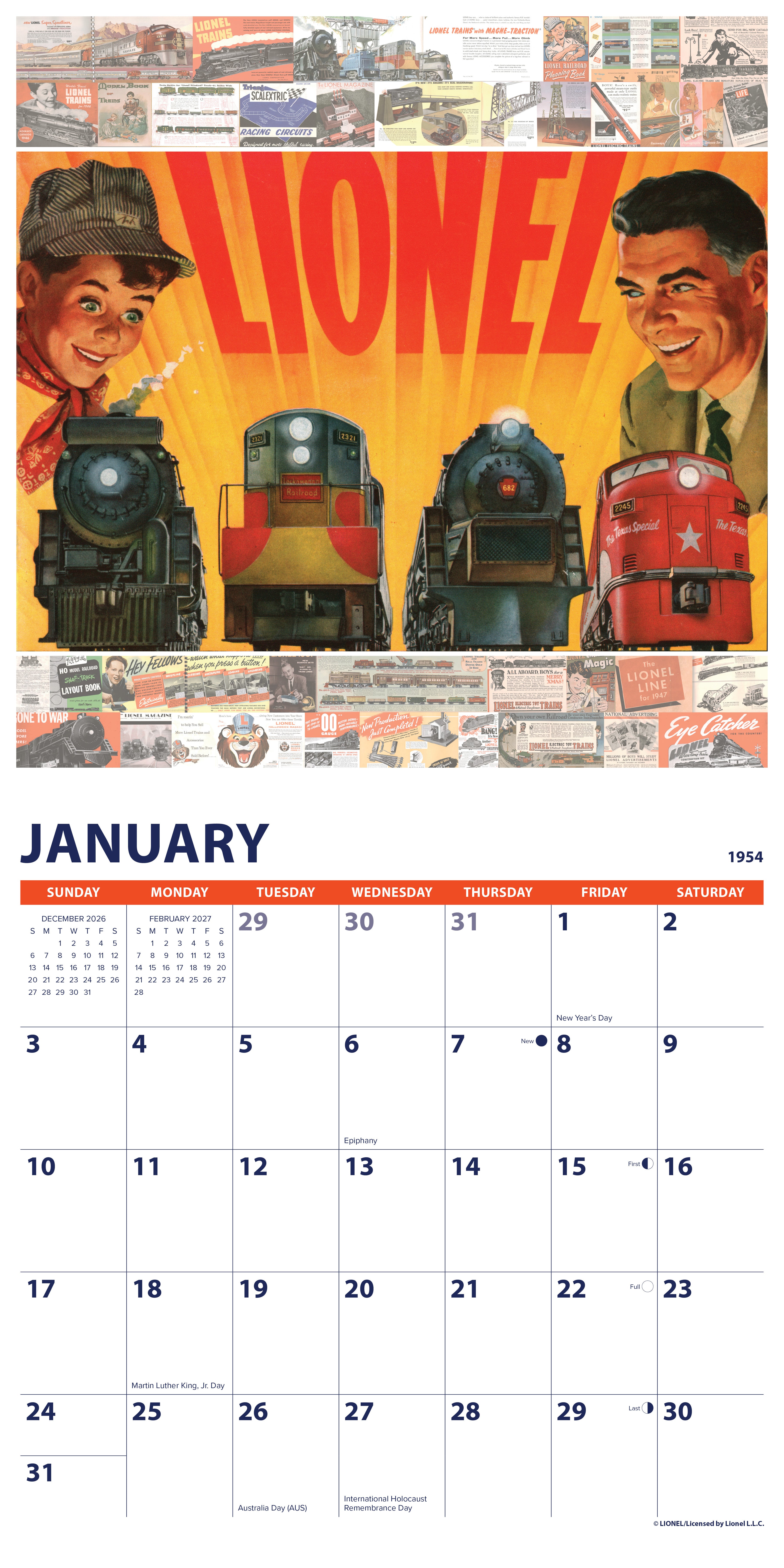 Willow Creek Press, Lionel 2027 Wall Calendar