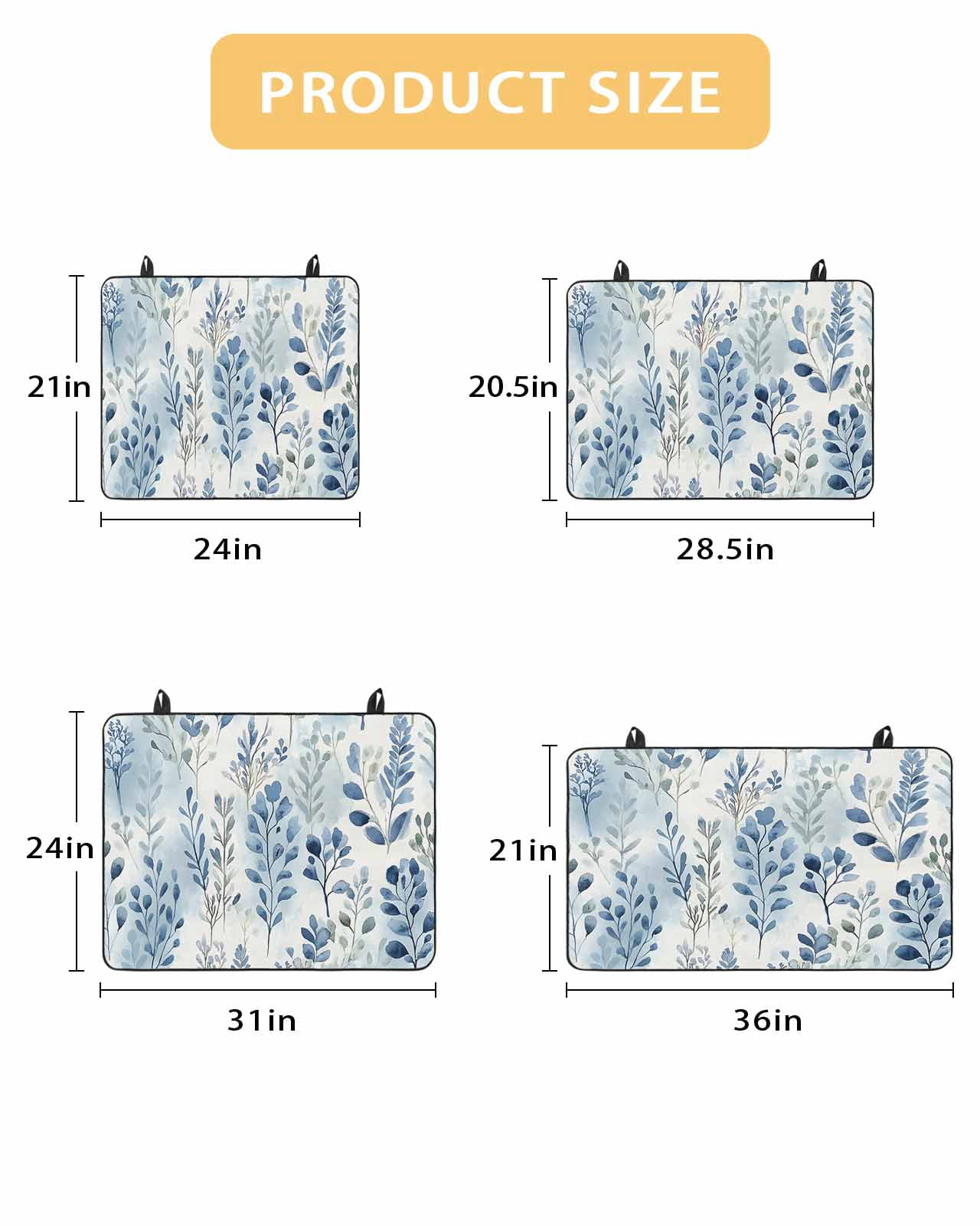 nqOlkjepod Large Induction Cooktop Protector Mat 36"x21", Blue Botanical Stove Top Covers for Electric Stove, Pastoral Spring Summer Leaf Decorative Stove Burner Cover Mats, Glass Top Stove Cover