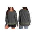 thumbnail image 3 of Sudadera Informal de Cuello Redondo para Mujer, de Larga, Holgada, , con Costuras en Contraste, para Otoño. Gris Oscuro L, 3 of 8