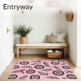 thumbnail image 3 of ODIKA 6'x9' Machine Washable Non-Slip Area Rug, Festive Pinecone Wreath Doormat with Holly Berry Accents High Traffic Rug, Pink, 731929, 3 of 7