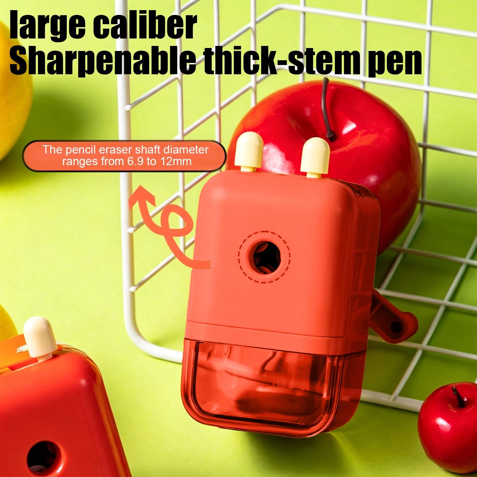 SSZMDLB Manual Pencil Sharpener, Large Opening Handheld Sharpener for 6.9-12mm Pencils, Cute Patterned Pencil Sharpener for Study Home Office, Portable Sharpener for Colored Pencils