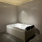 73 x 48 Whirlpool Bathtub for 2-Person with 8 Hydro Massage Jets & Chromatherapy LED Lights, 1HP UL Certified Pump, 3-Sided Apron Acrylic Soaking Tub, Left Drain, 110 Gallons, White