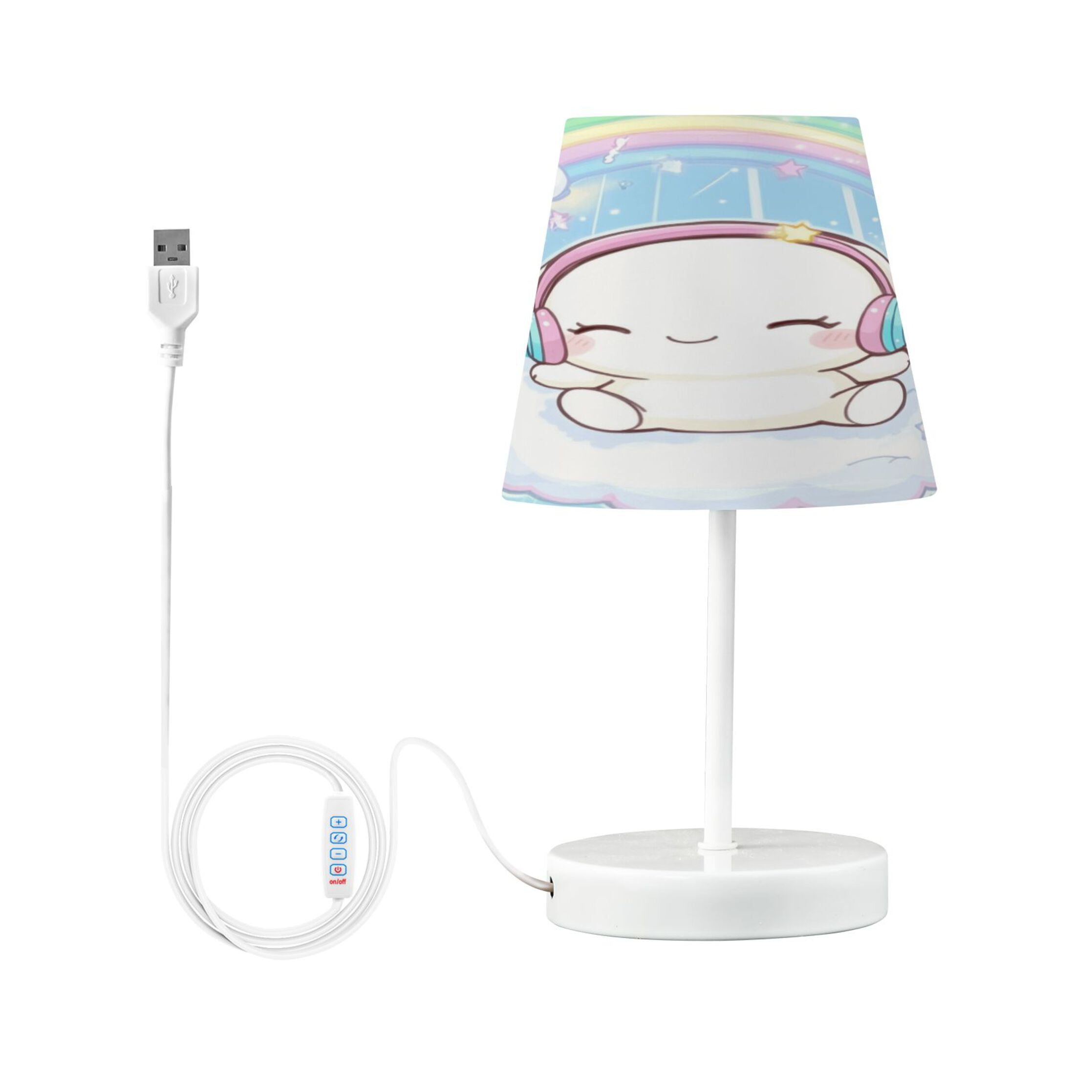 LED Desk Lamp Cinnamoroll Sit on Cloud Wear Headphone Table Nightstand Lamps with 3 Color Temperatures for Home Bedroom Living Room Decor 8x12