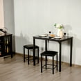 thumbnail image 4 of Costway 3 Piece Counter Height Dining Set Faux Marble Table 2 Chairs Kitchen Bar Black, 4 of 12