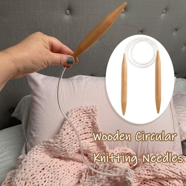 3pc Wooden Circular Knitting Needles,15/20/25mm Natural Wood Jumbo Needle  For Chunky Yarn Giant Cir