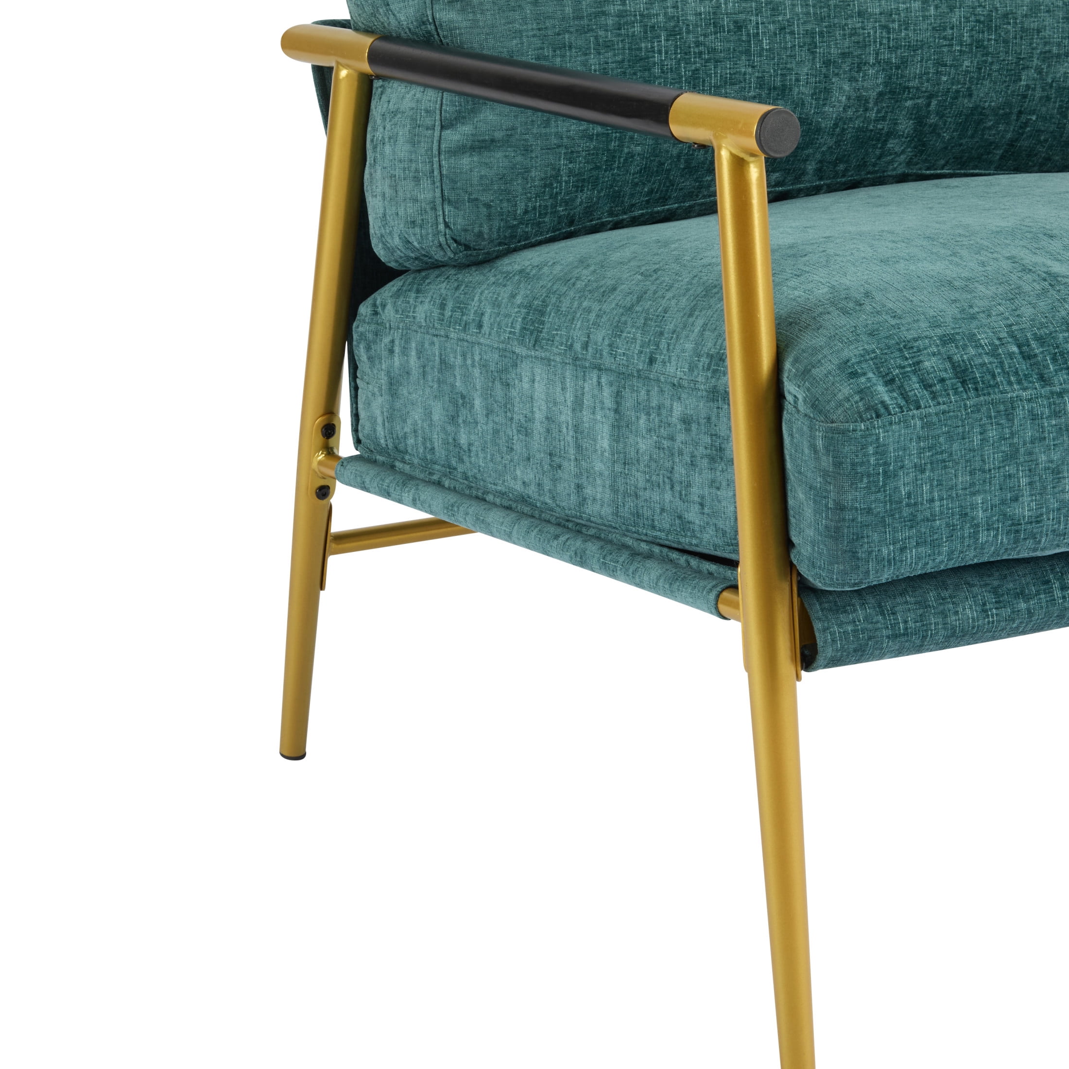 Christopher Knight Home Mid-Century Modern Upholstered Accent Chair, Wooden Armrest, Metal Frame, Teal