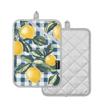 

Yayeee Pot Holders for Kitchen Heat Resistant with Pocket 7 x9.8 Quilted Oven Pads Retro Beige Lemon