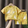 thumbnail image 2 of KPOPLK Baby Toddler Boy Clothes 2 Piece Outfits Short Sleeve Safari Pattern T-Shirt Top & Casual Shorts Summer Set Size 2-3 Years,Yellow, 2 of 6
