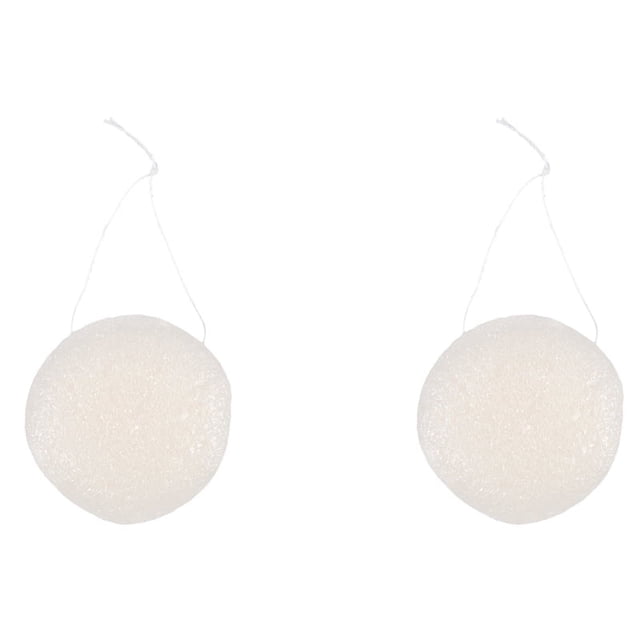 2X Almohadilla de Esponja de Konjac Konnyaku Fibra de Gelatina para Maquillaje para Limpieza de Cara Soplo de Esponja Exfoliante - Blanco